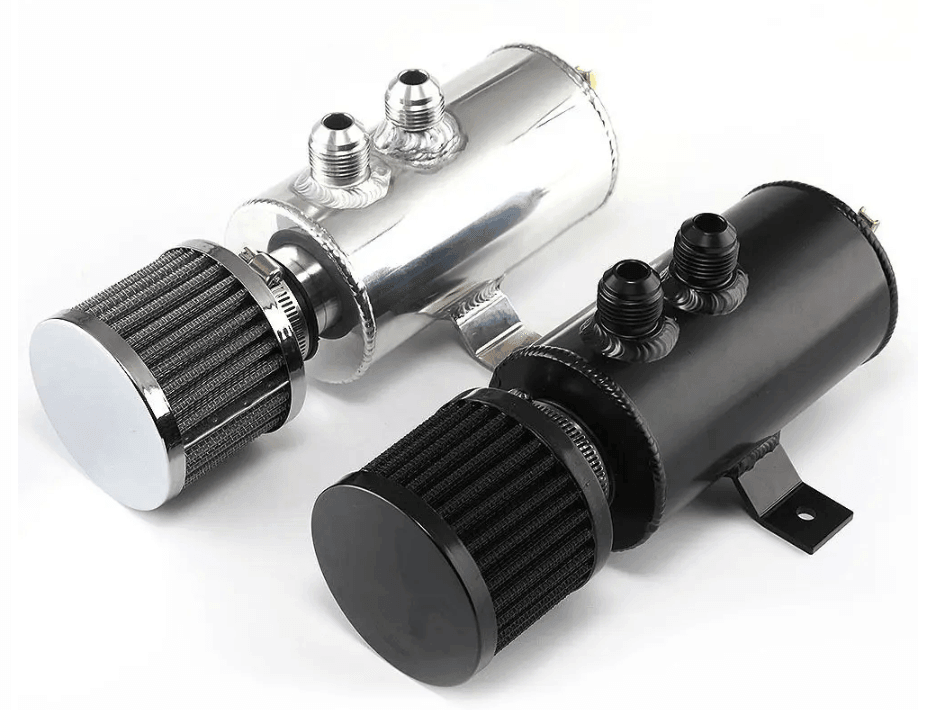 AN10 Oil Catch Tank 2 Port Aluminum Oil Separator Reservoir Tank For Pcv System Universal Oct25bk AN10 Oil Catch Tank 2 Port Aluminum Oil Separator Reservoir Tank For Pcv System Universal Oct25bk