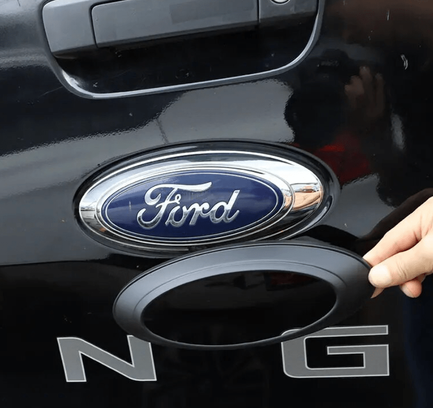 Cache Emblème Arrière Pour Ford Ranger 2015-2021 - Anneau Décoratif Noir Mat - En ABS, Pose Facile Avec Adhésif 3M