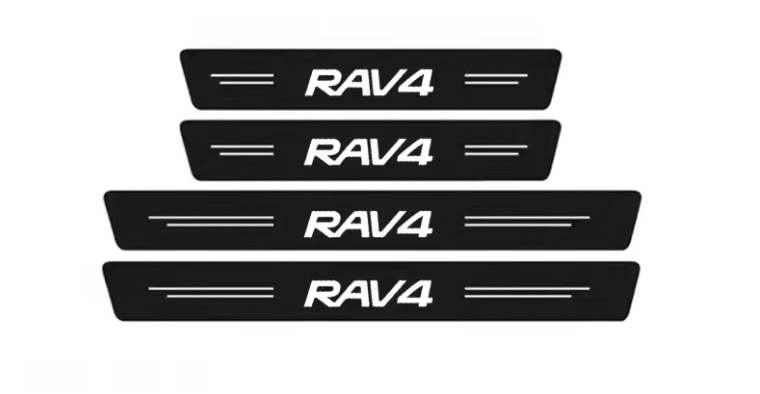 Door Sill Protector Trim Strips – Fits Toyota RAV4 Limited – Black Stainless Steel+ABS