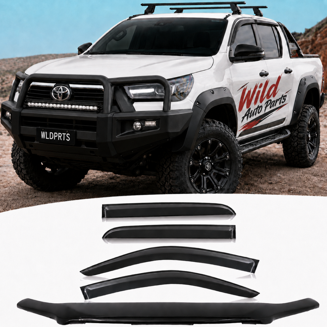 Premium Toyota Hilux 2021-2025 N80 Bonnet Protector & Weather Shields Combo