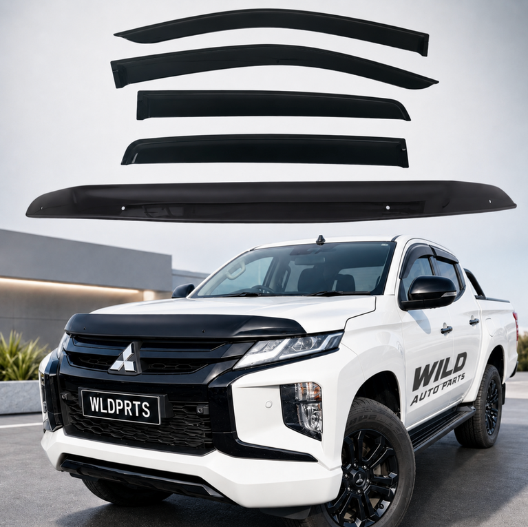 Premium Mitsubishi Triton MR 2019 - 2023 Bonnet Protector & Weather Shields Combo