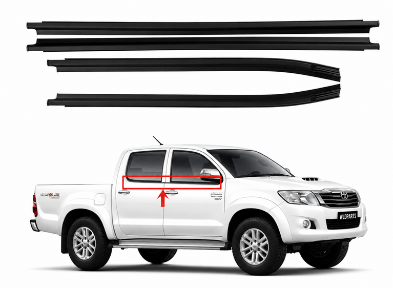 Toyota Hilux 2005 - 2015 Double Cab Window Glass Seals Rubber Window Weather Strips