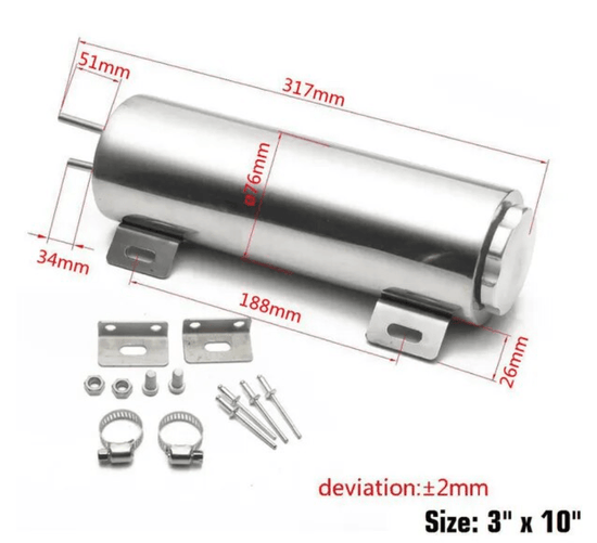 Polished Stainless steel Radiator Overflow Tank Bottle Catch Can - Wild Auto Parts