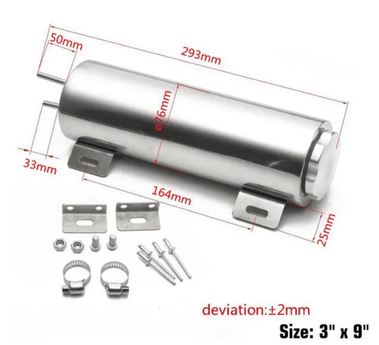 Polished Stainless steel Radiator Overflow Tank Bottle Catch Can - Wild Auto Parts