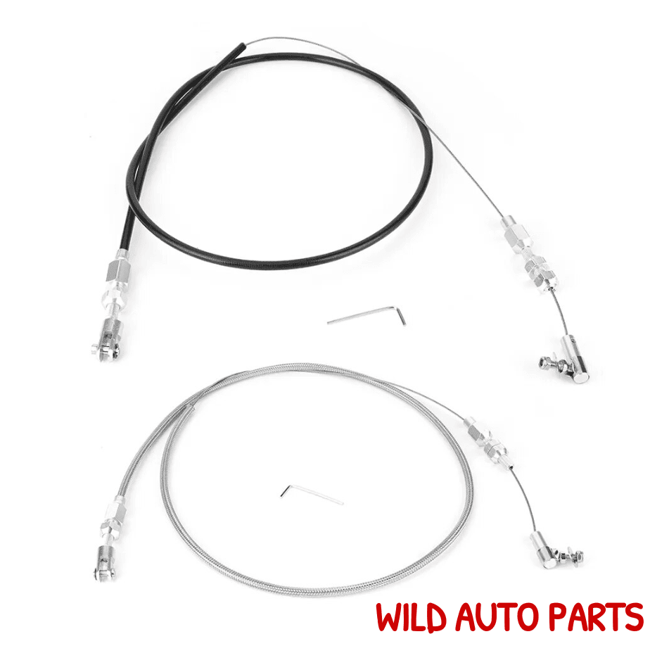 Chevy Ford Accelerator Cable Throttle Cable 36in Stainless Steel Braided Rubber - Wild Auto Parts