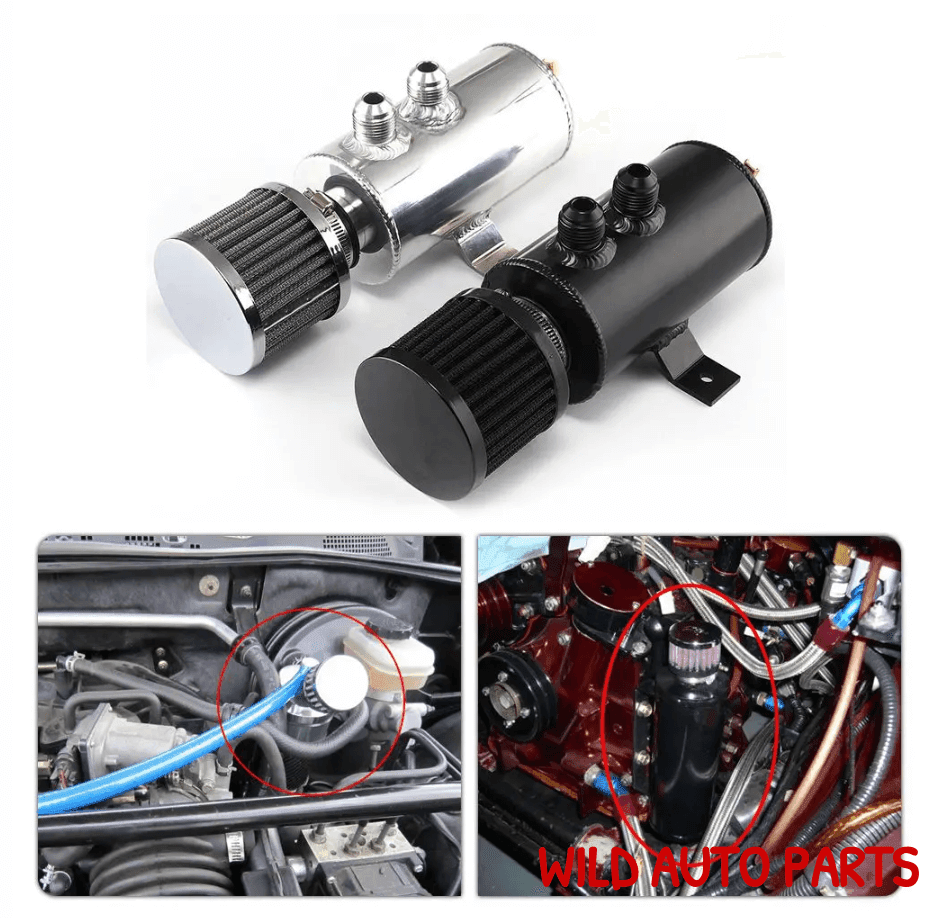 750ml Aluminium AN10 Oil Catch Can Reservoir Tank with Breather Filter Baffled - Wild Auto Parts