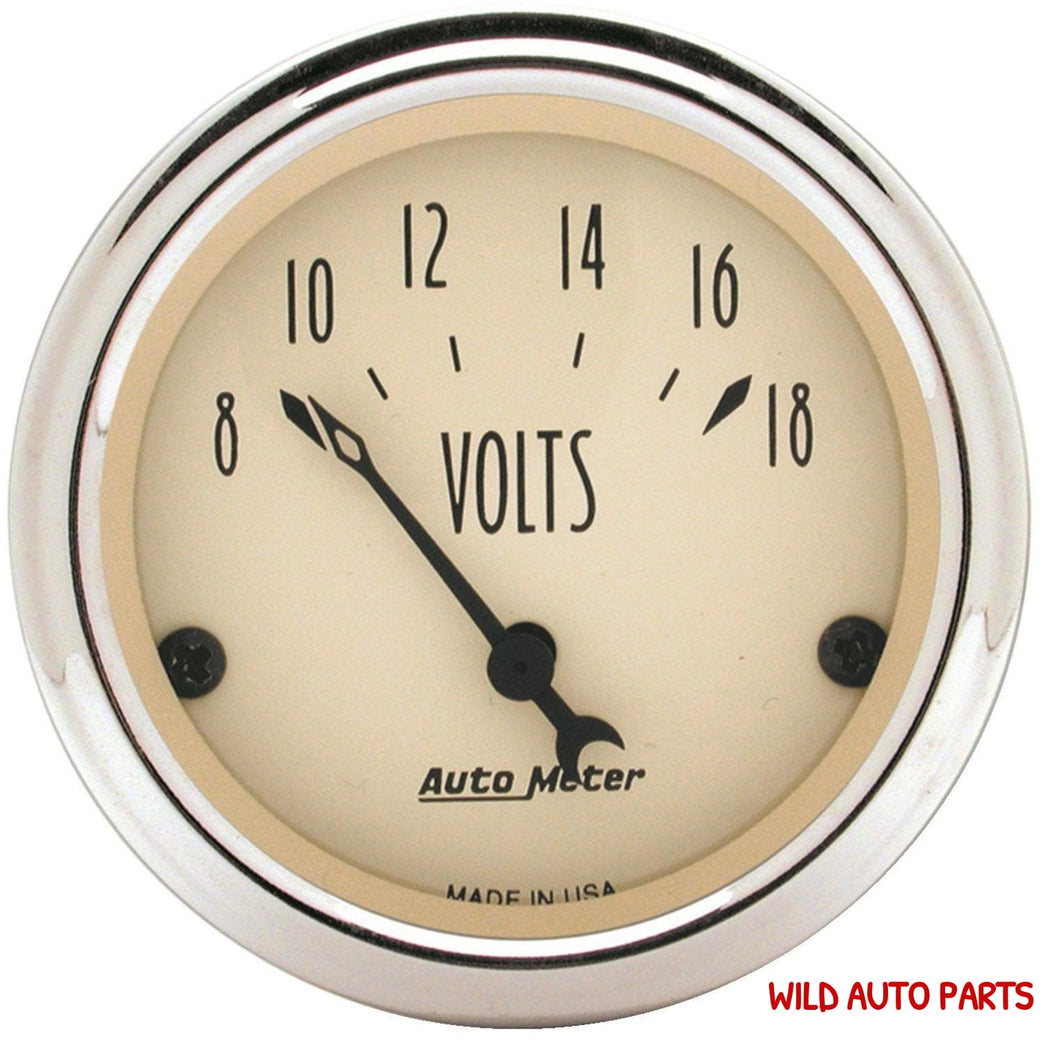 Autometer Gauge, Antique Beige, Voltmeter, 2 1/16 in., 18V - Wild Auto Parts