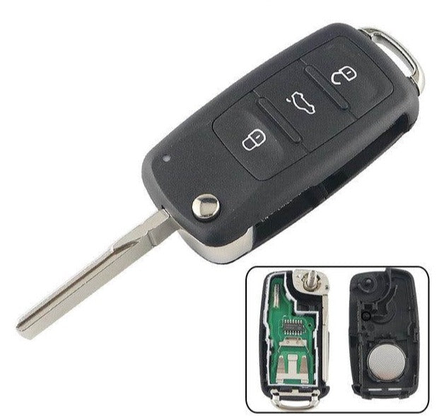 Volkswagen 3 Button Remote Flip Key 5K0 837 202AD 433 ID48 Chip - Wild Auto Parts