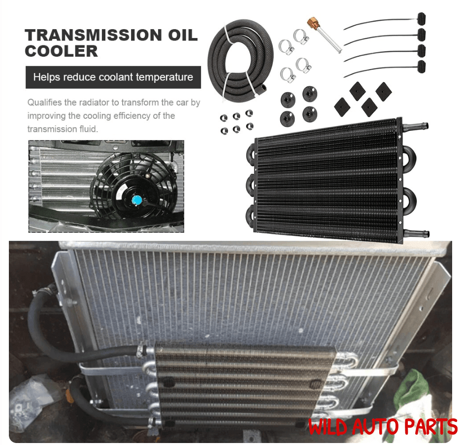 Transmission Oil Cooler Kit 4/6/8 Row Aluminium Plate & Fin Oil Cooler - Wild Auto Parts