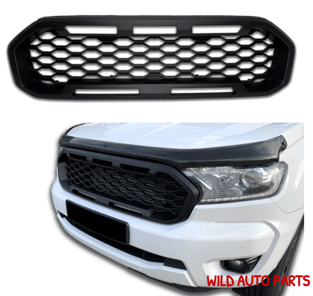 FRONT MESH GRILL FOR FORD RANGER PX3 2018 - 2021 XL XLS XLT BLACK GRILLE - Wild Auto Parts