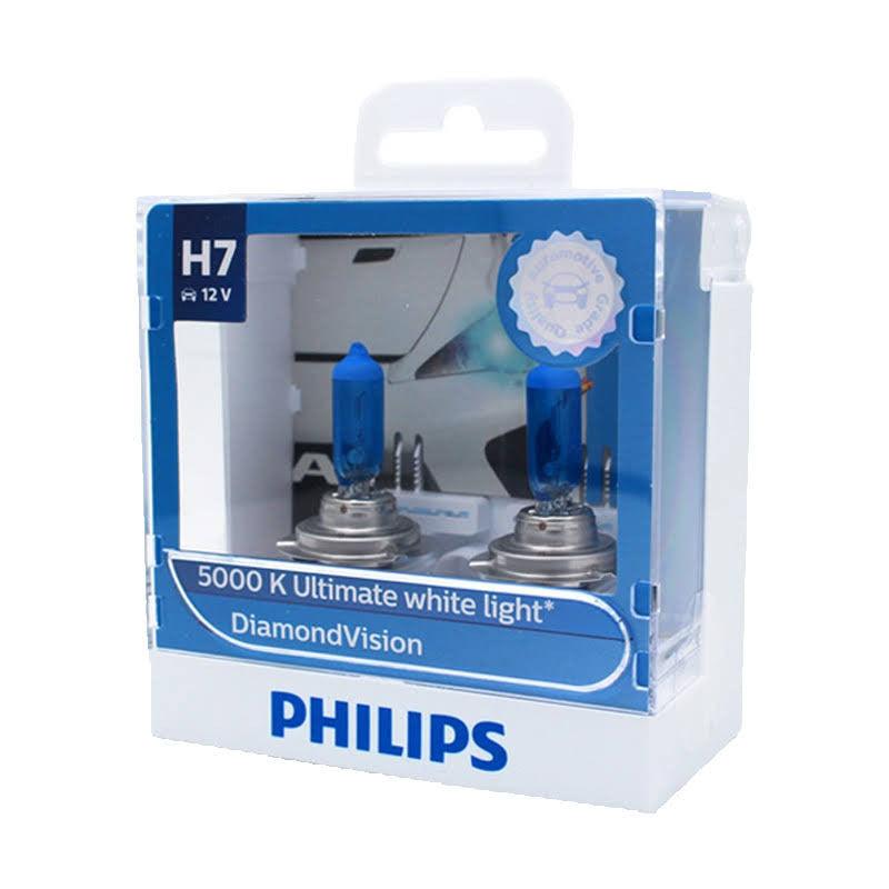 Philips H7 Diamond Vision 5000K White Halogen Light Bulbs 12V 55W - Wild Auto Parts